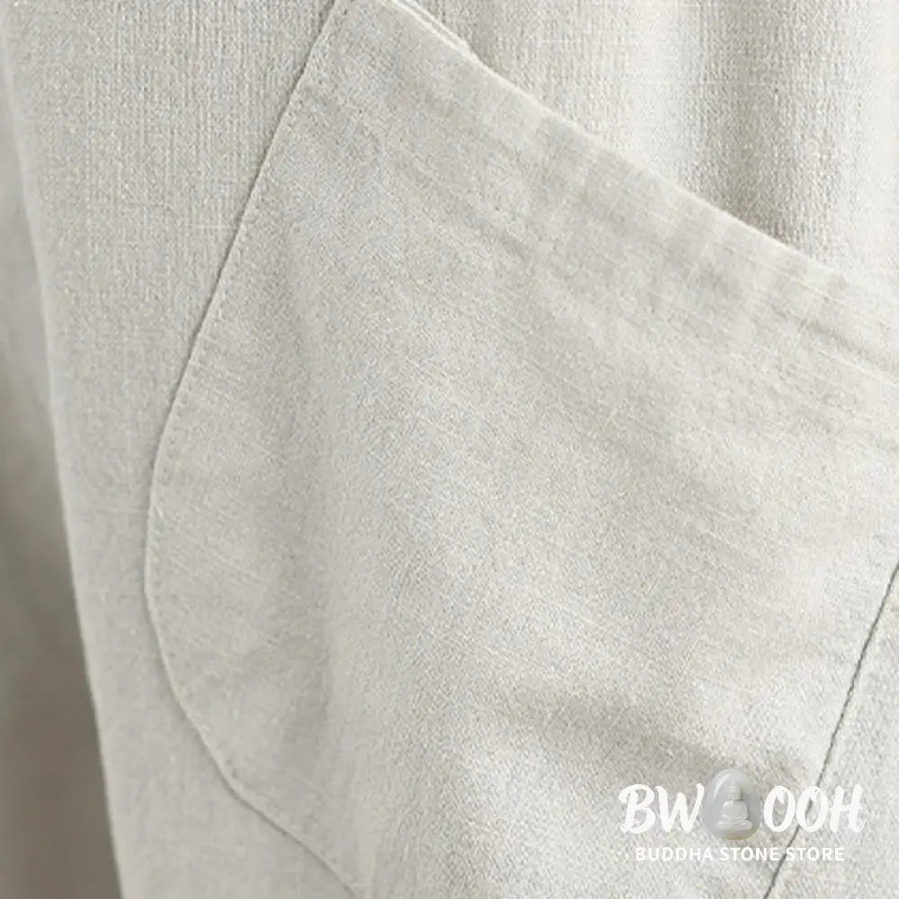 Buddha Stones Spring 7-8 Length Solid Color Women’s Cotton Linen Harem Pants With Pockets - Women’s Harem Pants