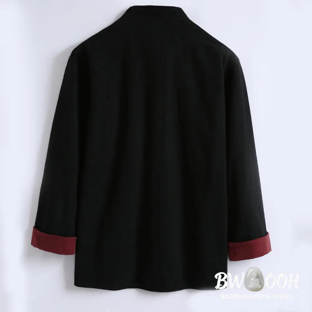Buddha Stones Spring Chinese Reversible Men’s Frog-Button Cotton Long Sleeve Jacket - Men’s Jacket