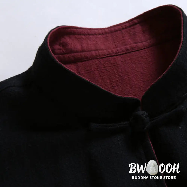 Buddha Stones Spring Chinese Reversible Men’s Frog-Button Cotton Long Sleeve Jacket - Men’s Jacket