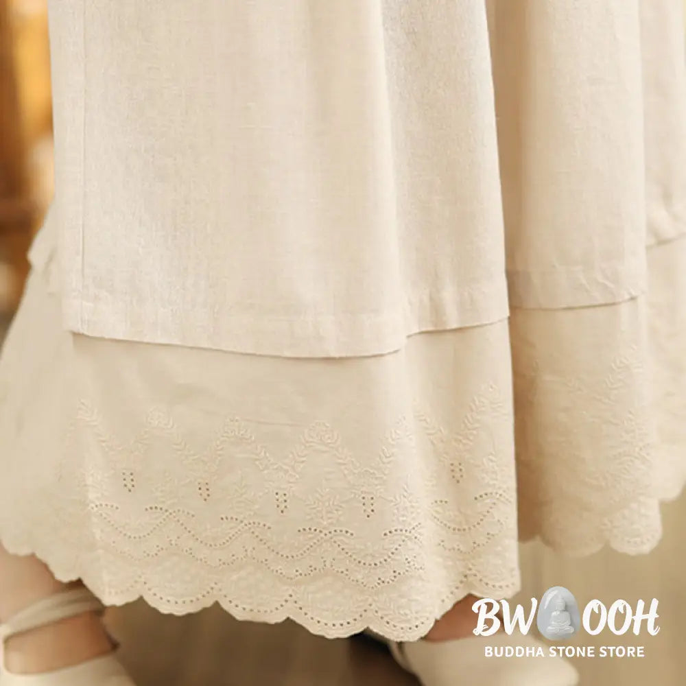 BWOOOH printed wide-leg yoga pants - Spring Embroidery Lace Hem Patchwork Dra