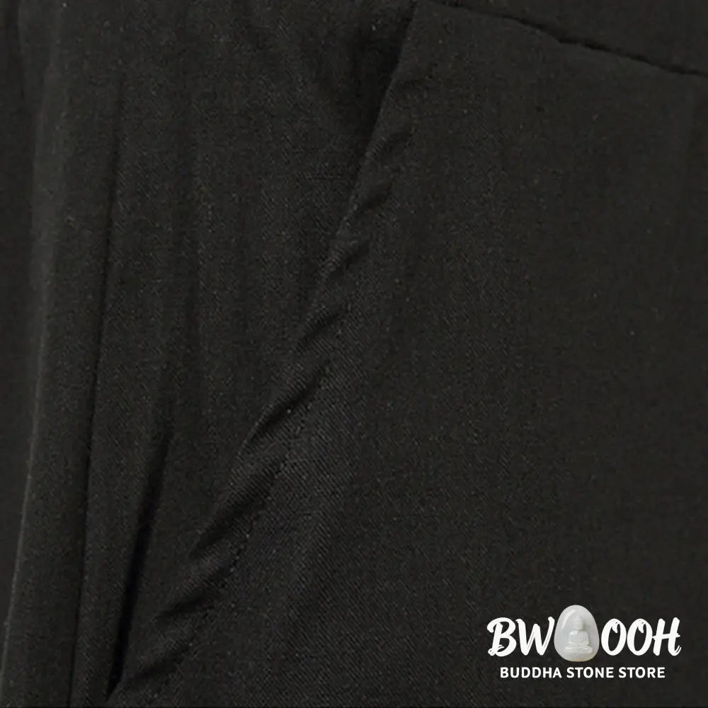 Buddha Stones Spring Plain Simple Patchwork Design Drawstring Cotton Linen Men’s 7-8 Length Wide Leg Pants With Pockets