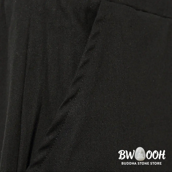Buddha Stones Spring Plain Simple Patchwork Design Drawstring Cotton Linen Men’s 7-8 Length Wide Leg Pants With Pockets