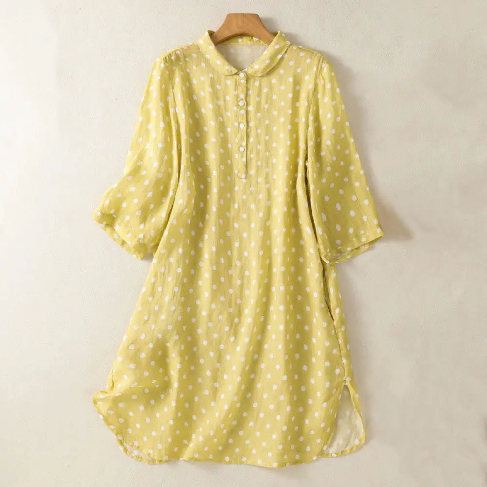 BWOOOH Spring Polka Dot Button Stand Collar Polyester Mid