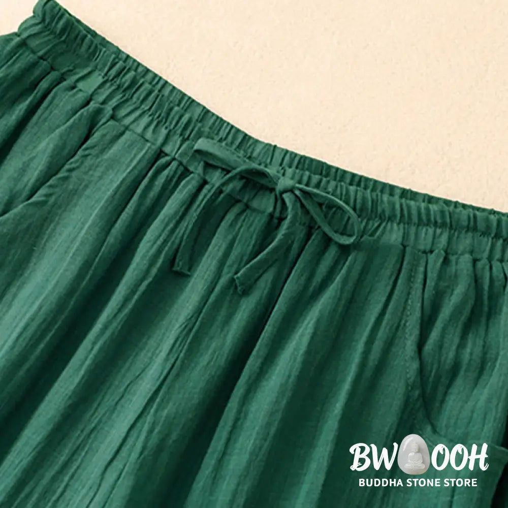 BWOOOH printed wide-leg yoga pants - Spring Pure Color Drawstring Double Laye
