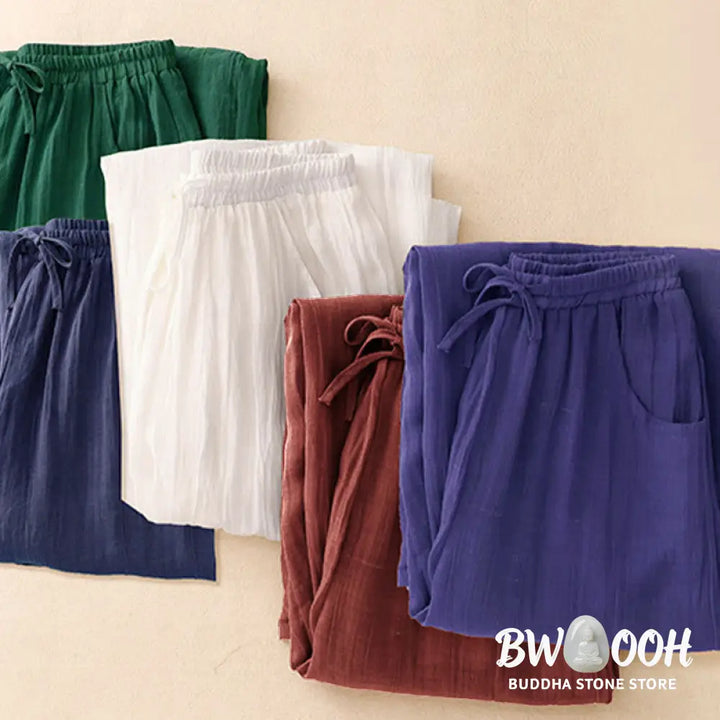 BWOOOH printed wide-leg yoga pants - Spring Pure Color Drawstring Double Laye