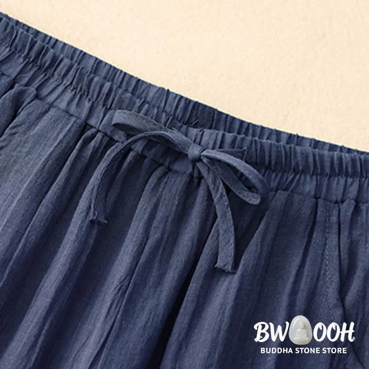BWOOOH printed wide-leg yoga pants - Spring Pure Color Drawstring Double Laye