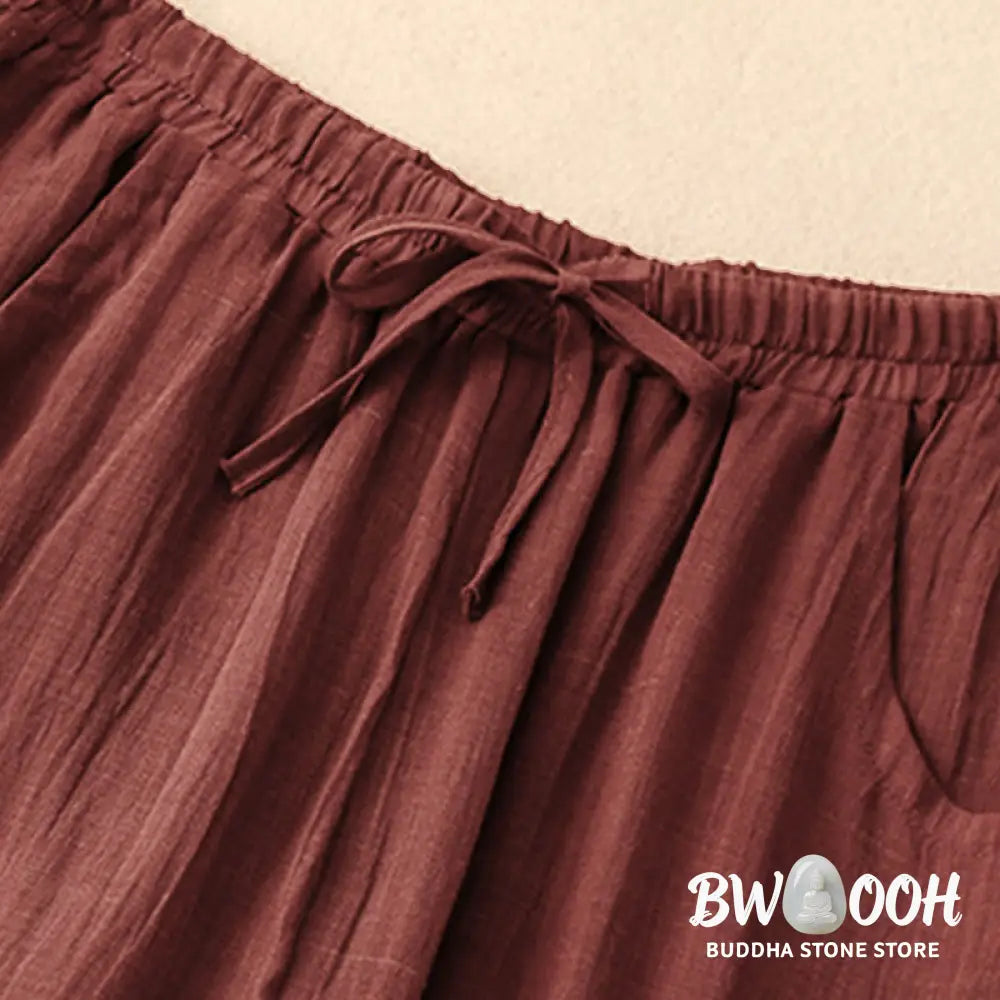 BWOOOH printed wide-leg yoga pants - Spring Pure Color Drawstring Double Laye
