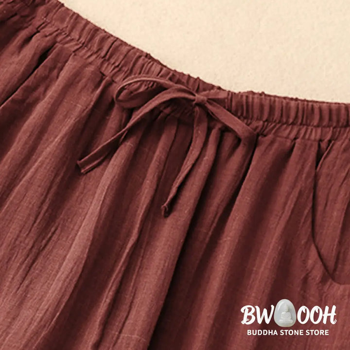 BWOOOH printed wide-leg yoga pants - Spring Pure Color Drawstring Double Laye