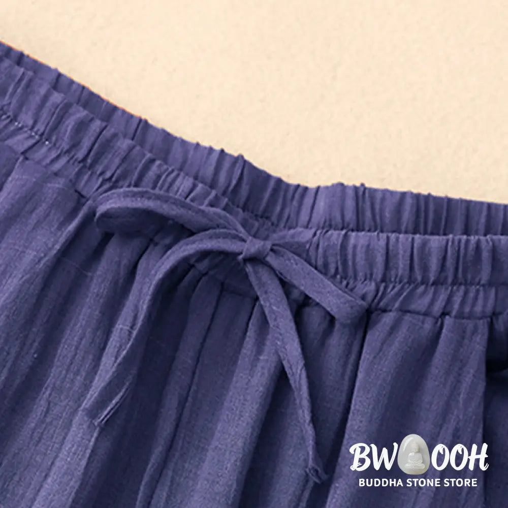 BWOOOH printed wide-leg yoga pants - Spring Pure Color Drawstring Double Laye
