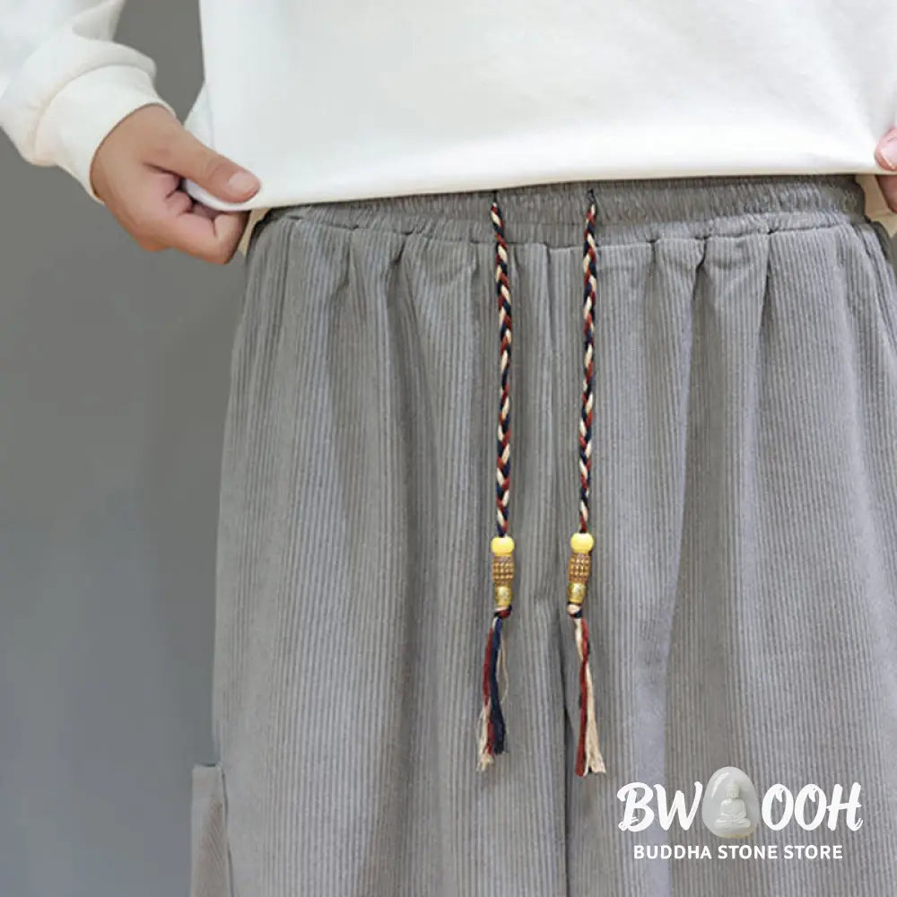 Buddha Stones Spring Solid Color Men’s Ankle-Length Cotton Pants With Pockets - Men’s Pants