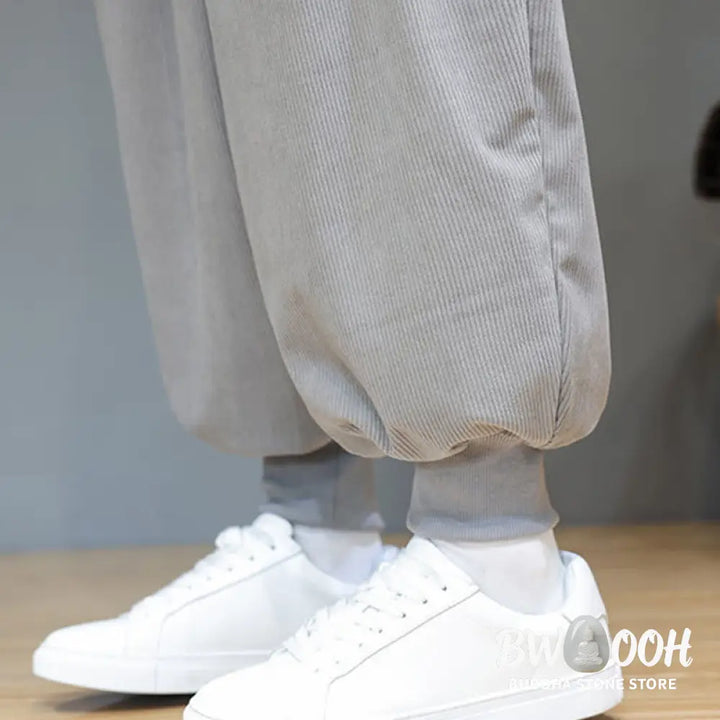 Buddha Stones Spring Solid Color Men’s Ankle-Length Cotton Pants With Pockets - Men’s Pants