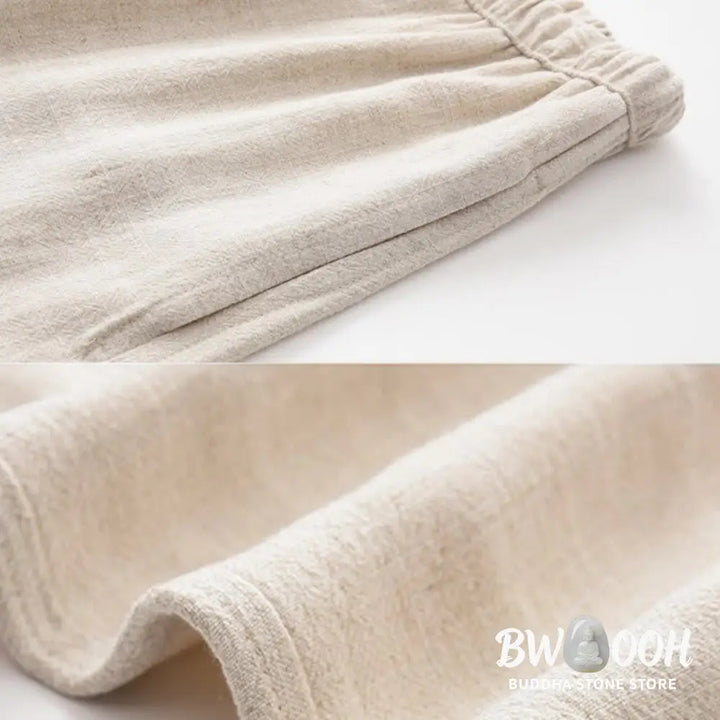 Buddha Stones Spring Summer Solid Men’s Drawstring Linen Pants With Pockets - Men’s Pants