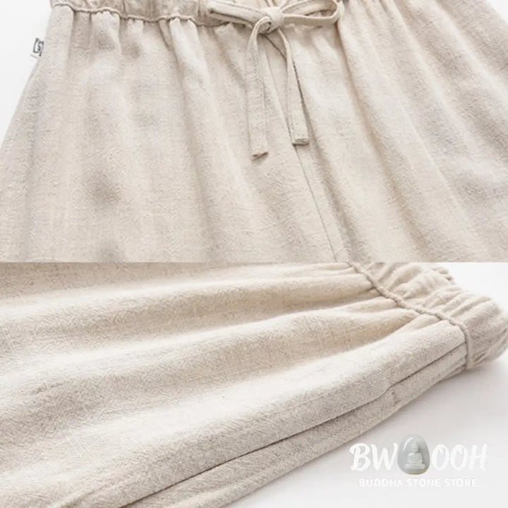 Buddha Stones Spring Summer Solid Men’s Drawstring Linen Pants With Pockets - Men’s Pants