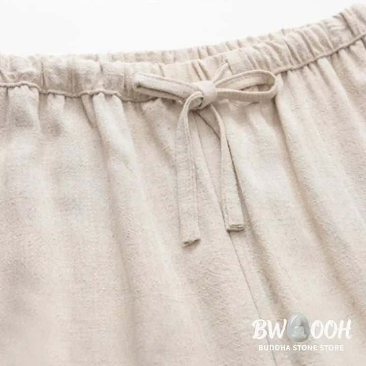 Buddha Stones Spring Summer Solid Men’s Drawstring Linen Pants With Pockets - Men’s Pants