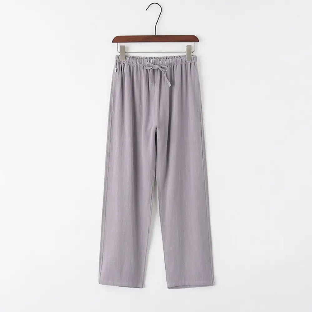 Buddha Stones Spring Summer Solid Men’s Drawstring Linen Pants With Pockets - LightGrey / US/UK/AU36，EU46 (L) - Men’s