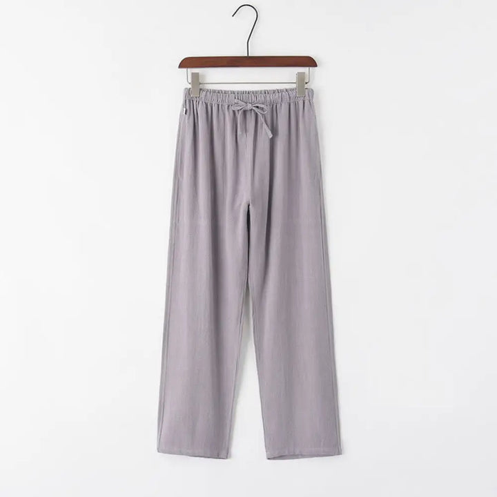 Buddha Stones Spring Summer Solid Men’s Drawstring Linen Pants With Pockets - LightGrey / US/UK/AU36，EU46 (L) - Men’s