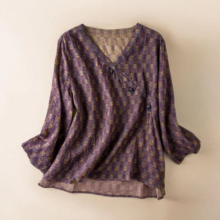 BWOOOH Spring V-Neck Printed Floral Pattern Women&