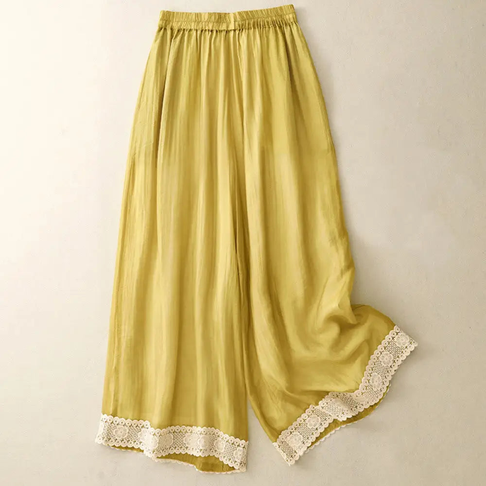 BWOOOH printed wide-leg yoga pants - Spring Vintage Casual Solid Color Lace P