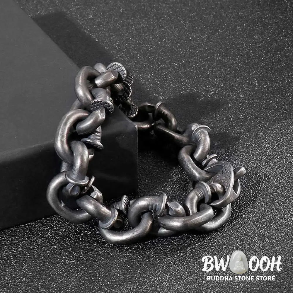 Buddha Stones Square Rivets Titanium Steel Good Luck Balance Bracelet - BWOOOH - Bracelet