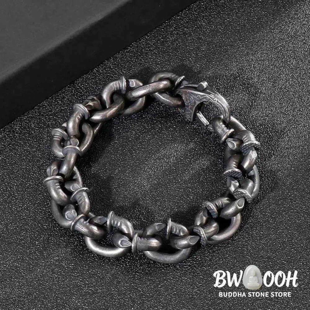 Buddha Stones Square Rivets Titanium Steel Good Luck Balance Bracelet - BWOOOH - Bracelet