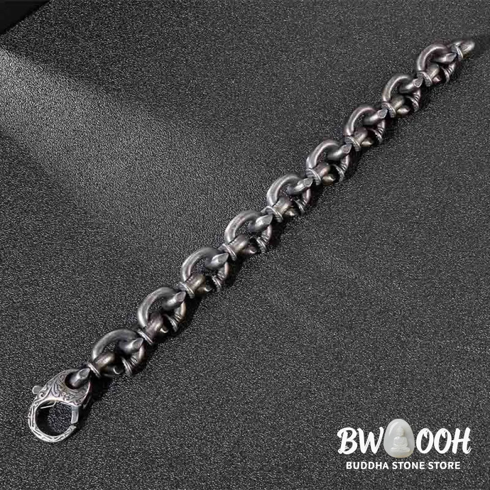 Buddha Stones Square Rivets Titanium Steel Good Luck Balance Bracelet - BWOOOH - Bracelet