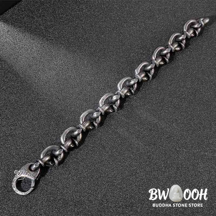 Buddha Stones Square Rivets Titanium Steel Good Luck Balance Bracelet - BWOOOH - Bracelet