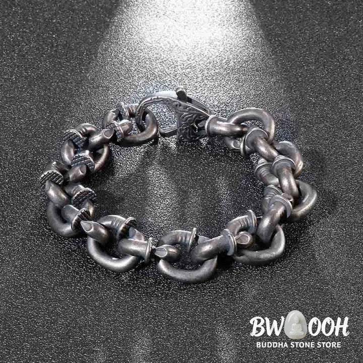 Buddha Stones Square Rivets Titanium Steel Good Luck Balance Bracelet - BWOOOH - Bracelet