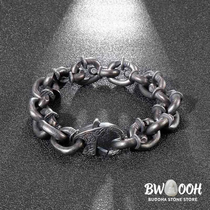 Buddha Stones Square Rivets Titanium Steel Good Luck Balance Bracelet - BWOOOH - Bracelet