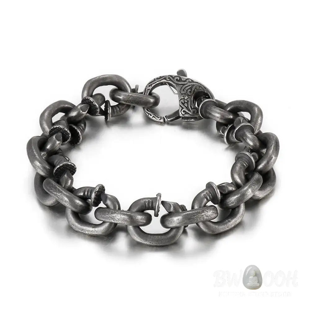 Buddha Stones Square Rivets Titanium Steel Good Luck Balance Bracelet - BWOOOH - Bracelet