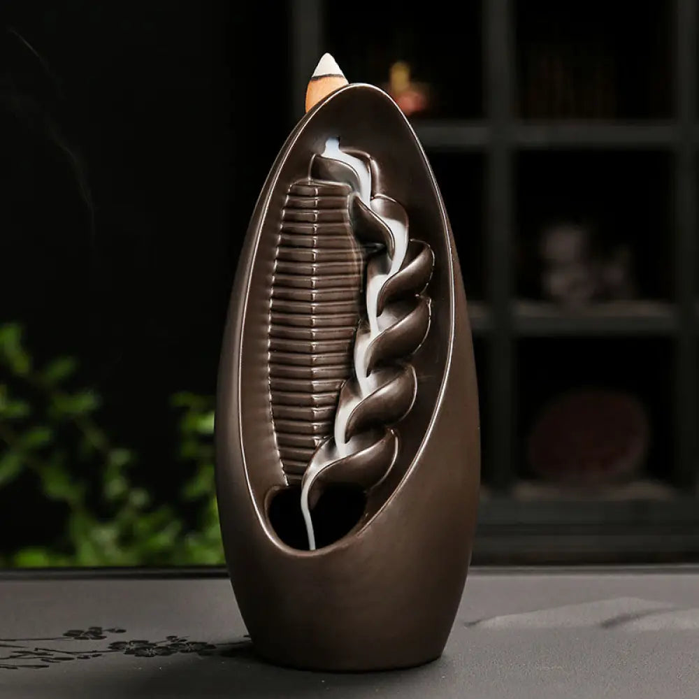 BWOOOH ceramic backflow incense burner - Stairs Mountains Water Buddha Hand 