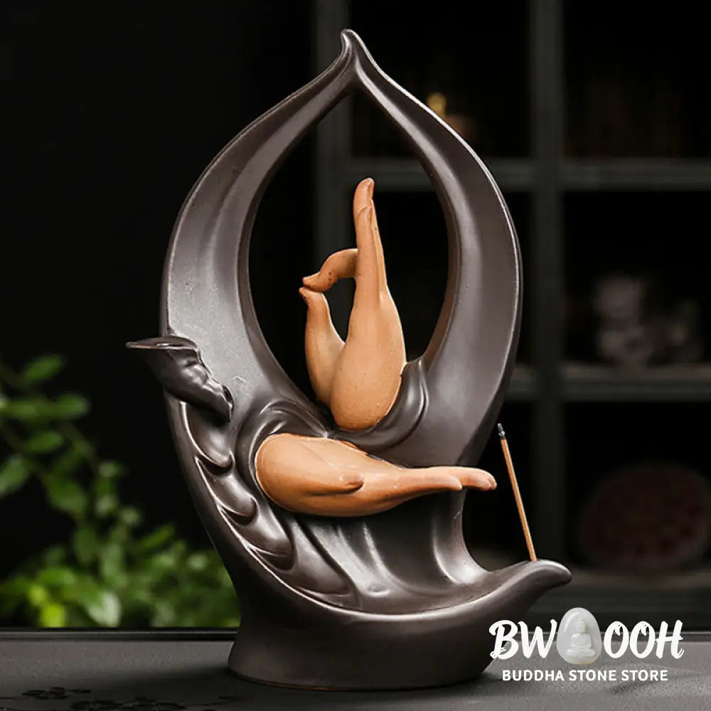 BWOOOH ceramic backflow incense burner - Stairs Mountains Water Buddha Hand 