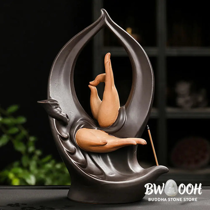 BWOOOH ceramic backflow incense burner - Stairs Mountains Water Buddha Hand 