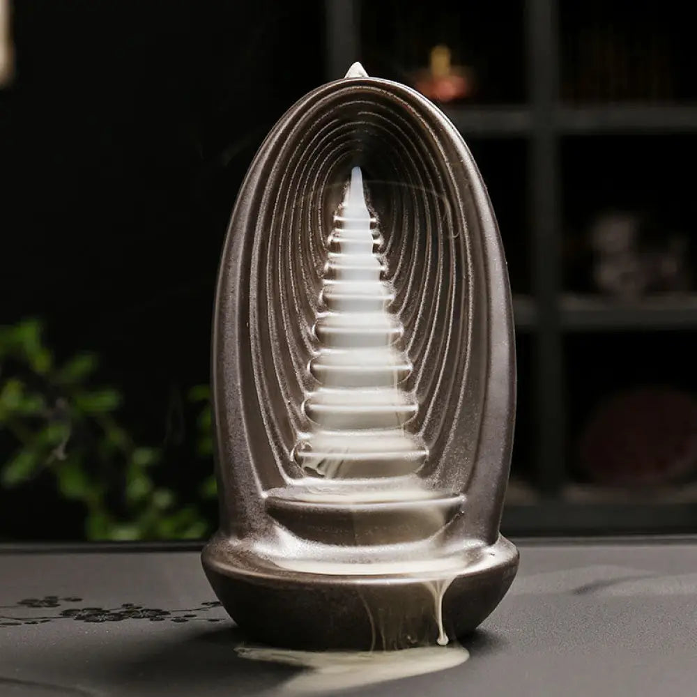 BWOOOH ceramic backflow incense burner - Stairs Mountains Water Buddha Hand 