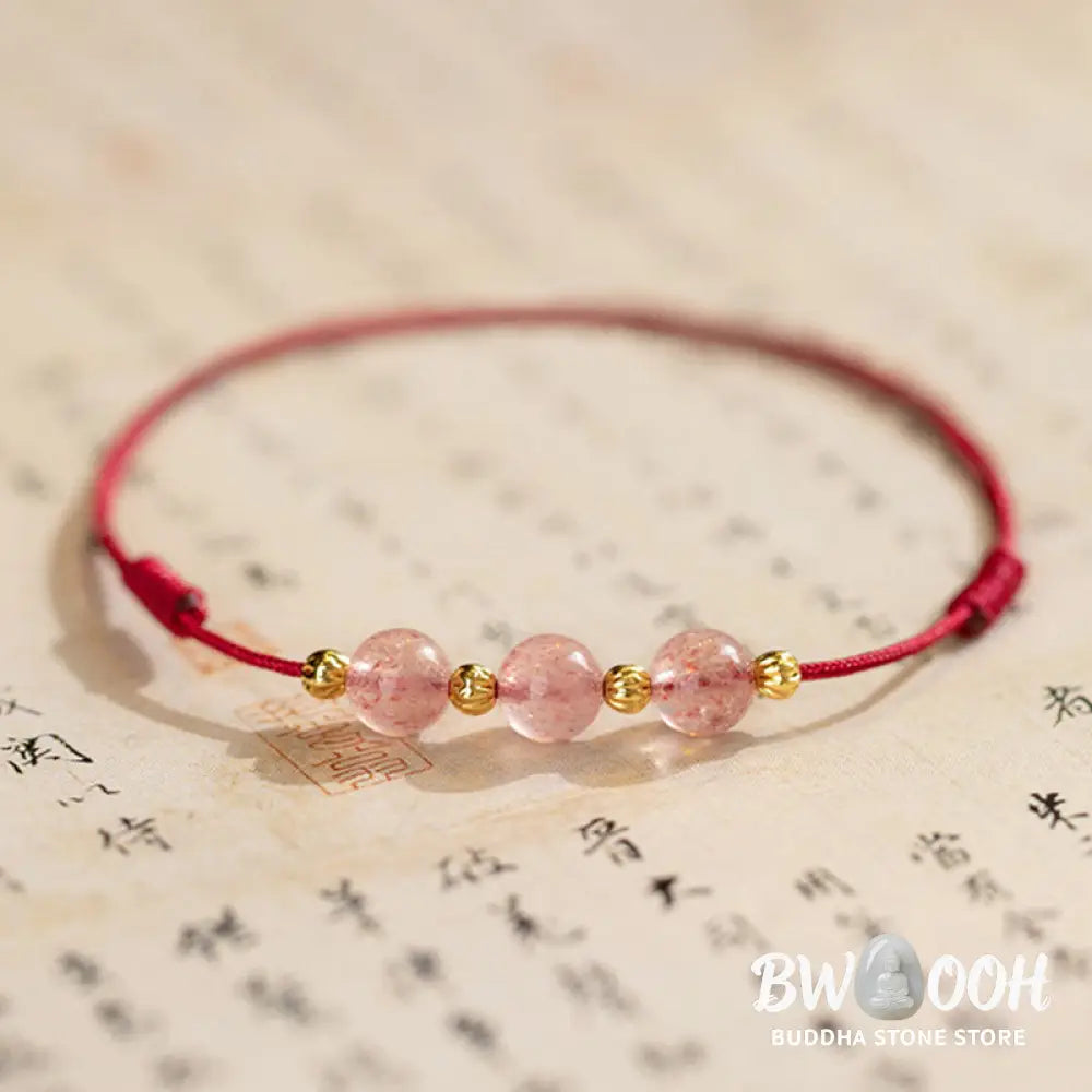Buddha Stones Strawberry Crystal Beads Luck Red String Anklet - BWOOOH - Bracelet