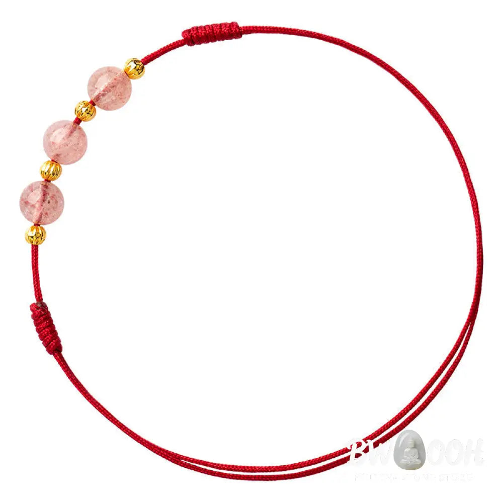 Buddha Stones Strawberry Crystal Beads Luck Red String Anklet - BWOOOH - Bracelet