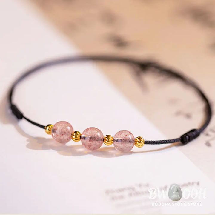 Buddha Stones Strawberry Crystal Beads Luck Red String Anklet - BWOOOH - Bracelet