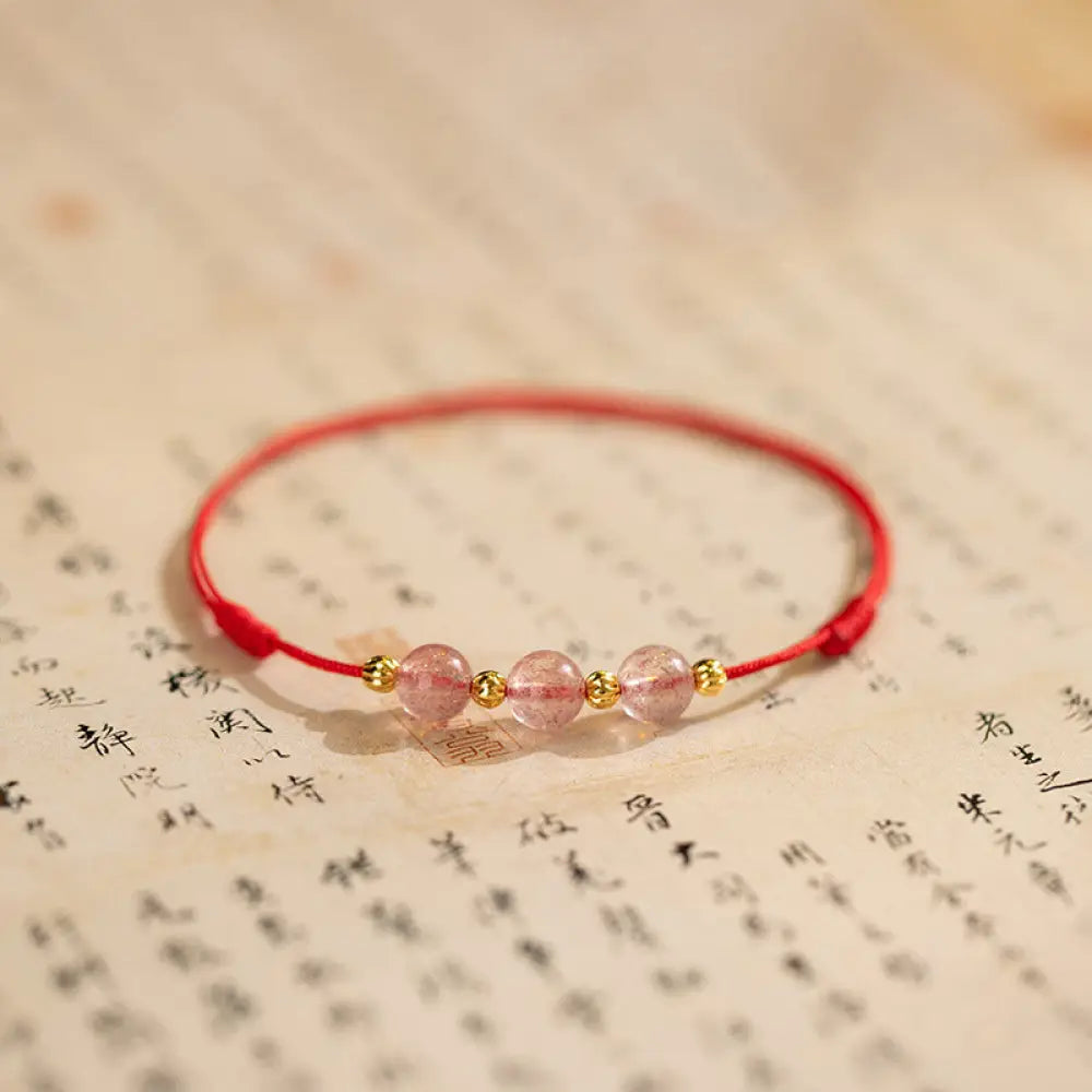 BWOOOH Strawberry Crystal Beads Luck Red String Anklet - BWOOOH - Red (Anklet Circumference 20-25cm) - Bracelet
