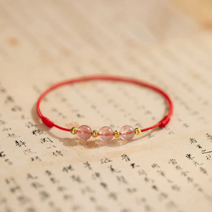 BWOOOH Strawberry Crystal Beads Luck Red String Anklet - BWOOOH - Red (Anklet Circumference 20-25cm) - Bracelet