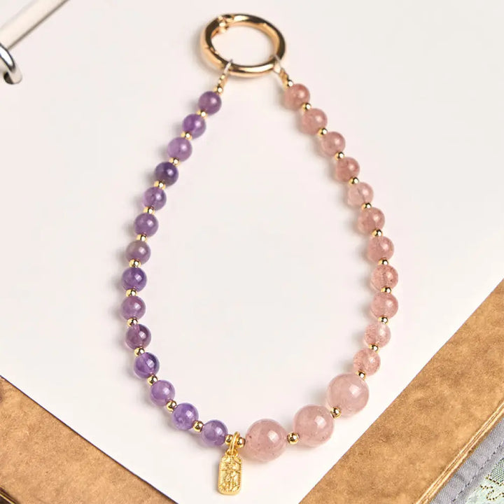 BWOOOH Strawberry Quartz Amethyst Happiness Healing Key C