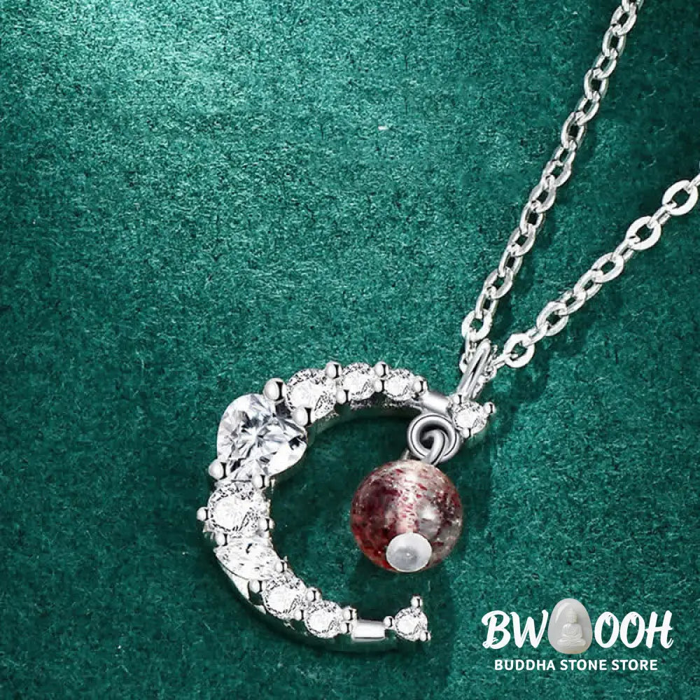 Buddha Stones Strawberry Quartz Blue Crystal Love Healing Necklace - BWOOOH - Necklaces &amp; Pendants