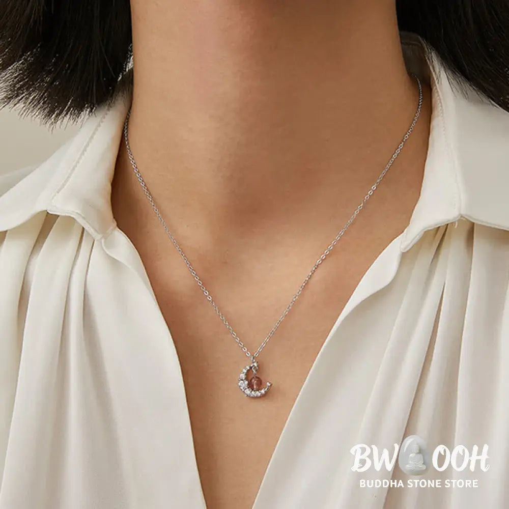 Buddha Stones Strawberry Quartz Blue Crystal Love Healing Necklace - BWOOOH - Necklaces &amp; Pendants
