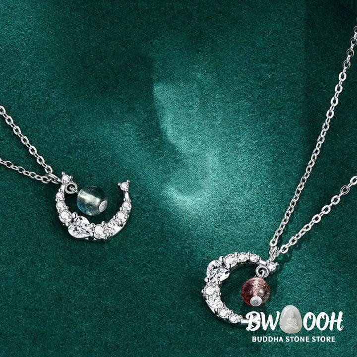 Buddha Stones Strawberry Quartz Blue Crystal Love Healing Necklace - BWOOOH - Necklaces &amp; Pendants