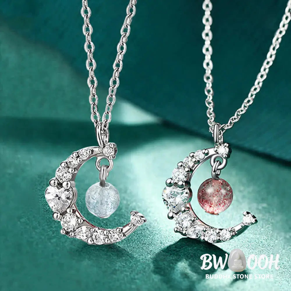 Buddha Stones Strawberry Quartz Blue Crystal Love Healing Necklace - BWOOOH - Necklaces &amp; Pendants