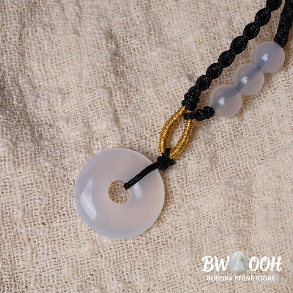 Buddha Stones Strawberry Quartz Chalcedony Peace Buckle Healing Necklace Pendant - BWOOOH - Necklaces &amp; Pendants