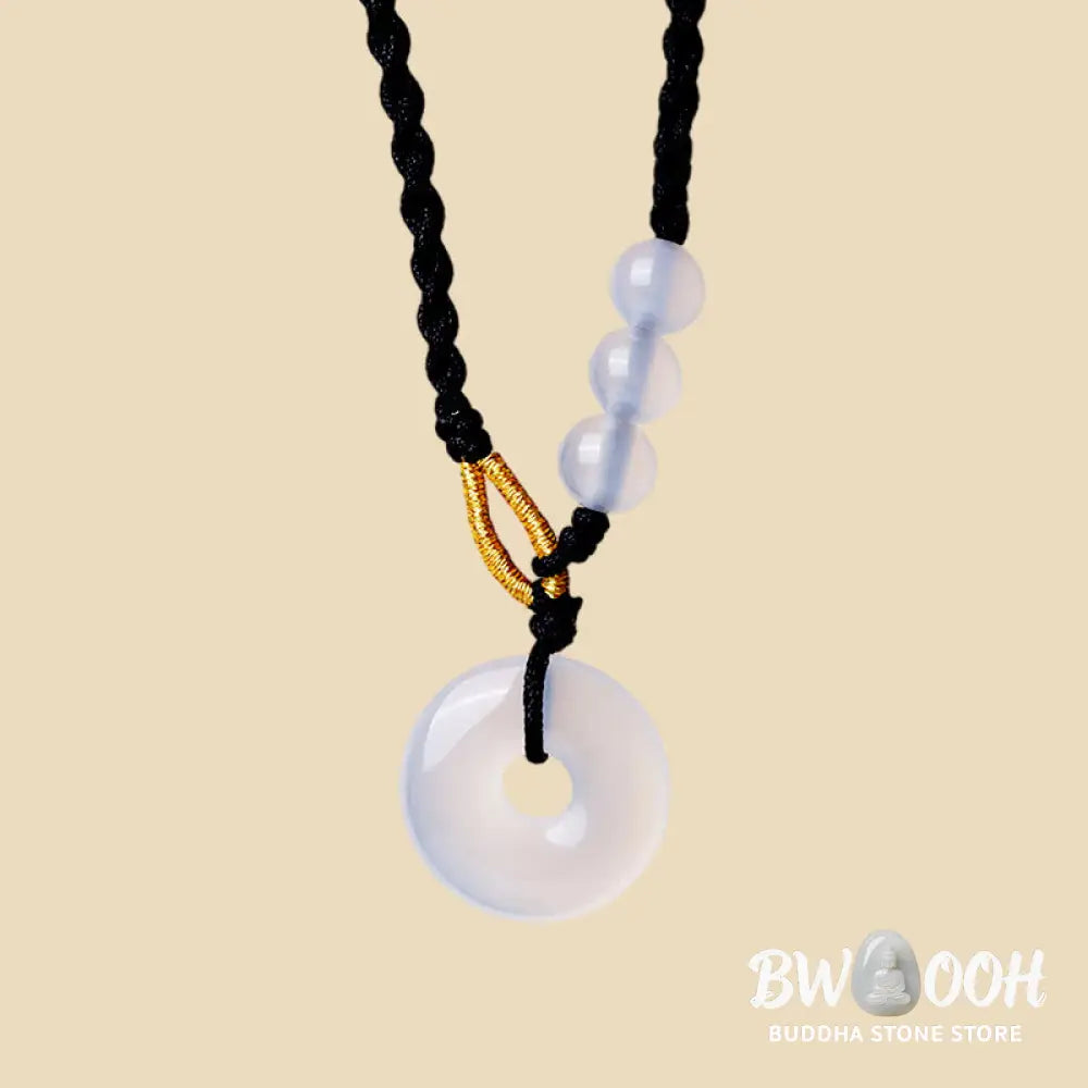 Buddha Stones Strawberry Quartz Chalcedony Peace Buckle Healing Necklace Pendant - BWOOOH - Necklaces &amp; Pendants