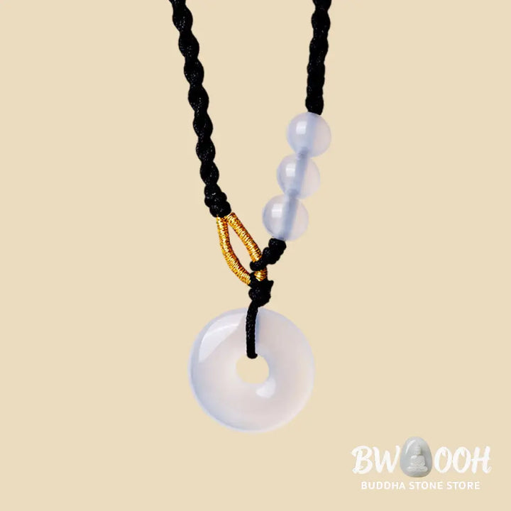 Buddha Stones Strawberry Quartz Chalcedony Peace Buckle Healing Necklace Pendant - BWOOOH - Necklaces &amp; Pendants