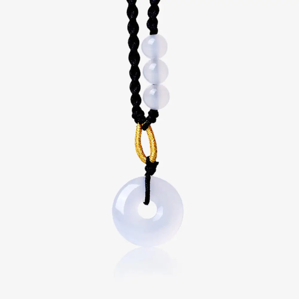 Buddha Stones Strawberry Quartz Chalcedony Peace Buckle Healing Necklace Pendant - BWOOOH