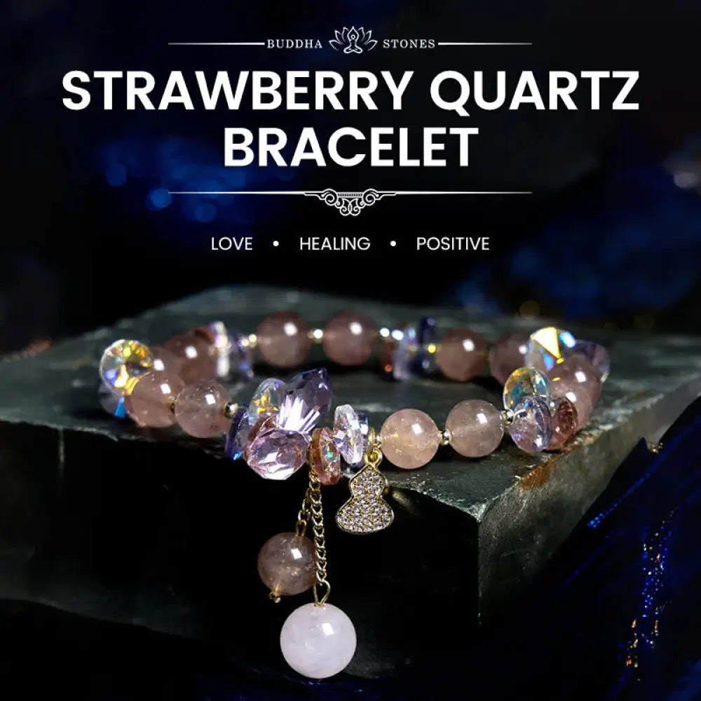 BWOOOH Strawberry Quartz Crystal Gourd Positive Bracelet - BWOOOH - Strawberry Quartz(Wrist Circumference: