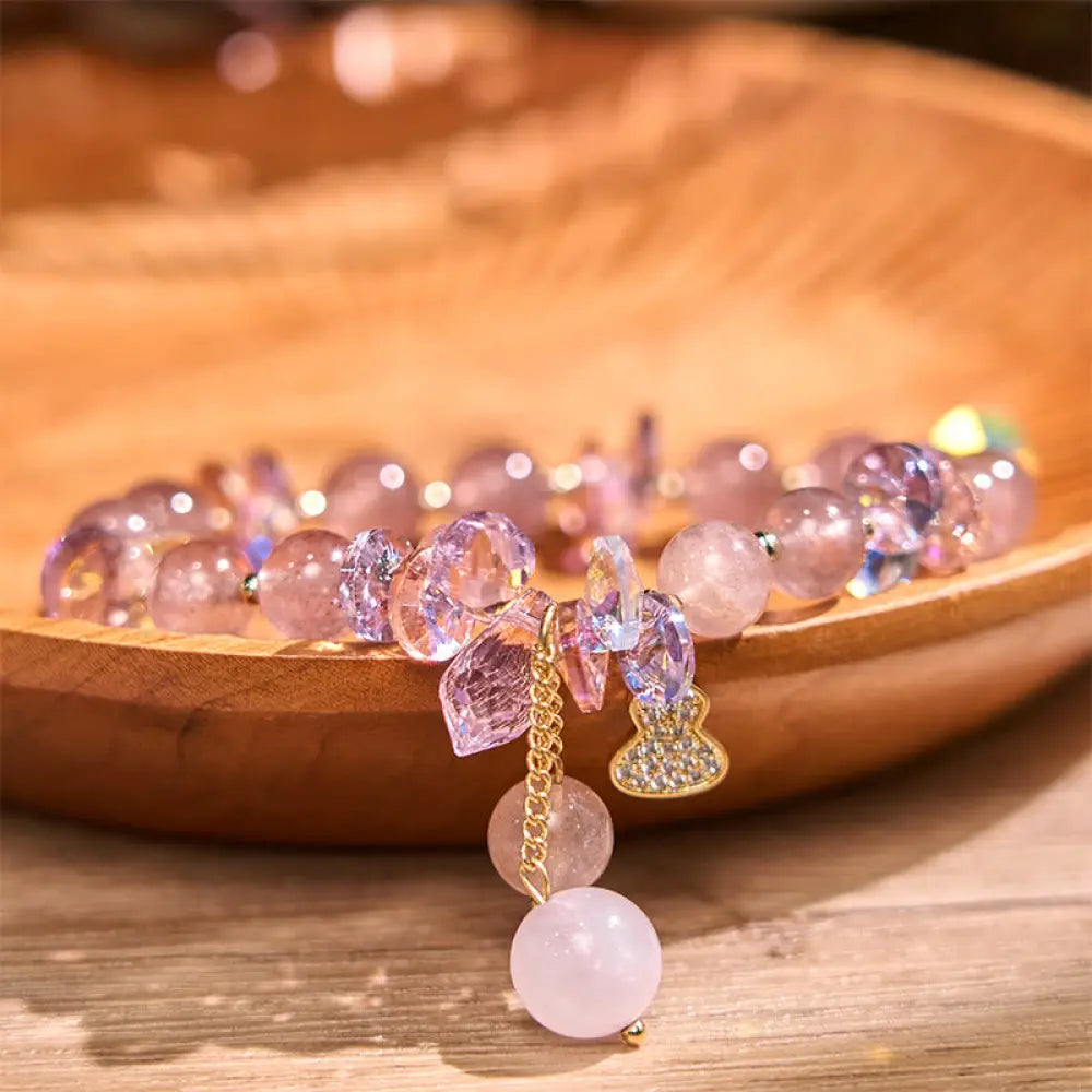 BWOOOH Strawberry Quartz Crystal Gourd Positive Bracelet - BWOOOH - Strawberry Quartz(Wrist Circumference: