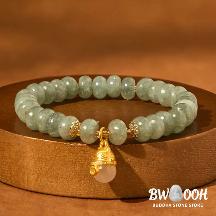 Buddha Stones Strawberry Quartz Cyan Jade Lucky Cat Beads Healing Bracelet - BWOOOH - Bracelet